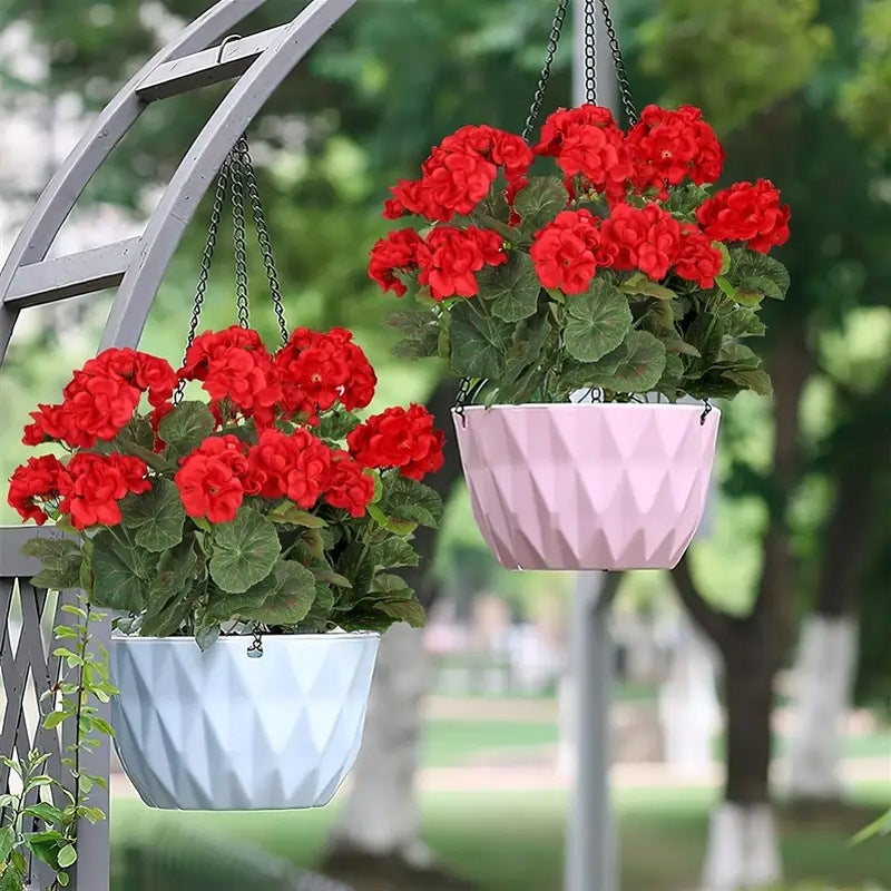 Paquete de 5 flores artificiales de geranio y begonia para bodas, flores y plantas artificiales, rojo, 35 cm - 5