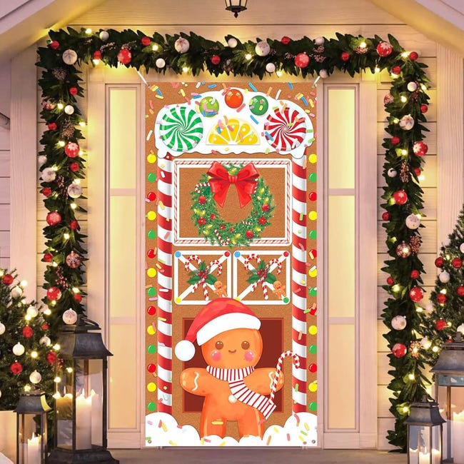 Fiudx Couverture de Porte de Noël Lumineuse 35.4x70.8 Po Polyester Multicolore Décoration de Vacances Bannière Imprimé Père Noël / Intérieur Extérieur Fête Festive Décoration Maison Fiudx Couverture de Porte de Noël Lumineuse 35.4x70.8 Po Polyester Multicolore Décoration de Vacances Bannière Imprimé Père Noël / Intérieur Extérieur Fête Festive Décoration Maison