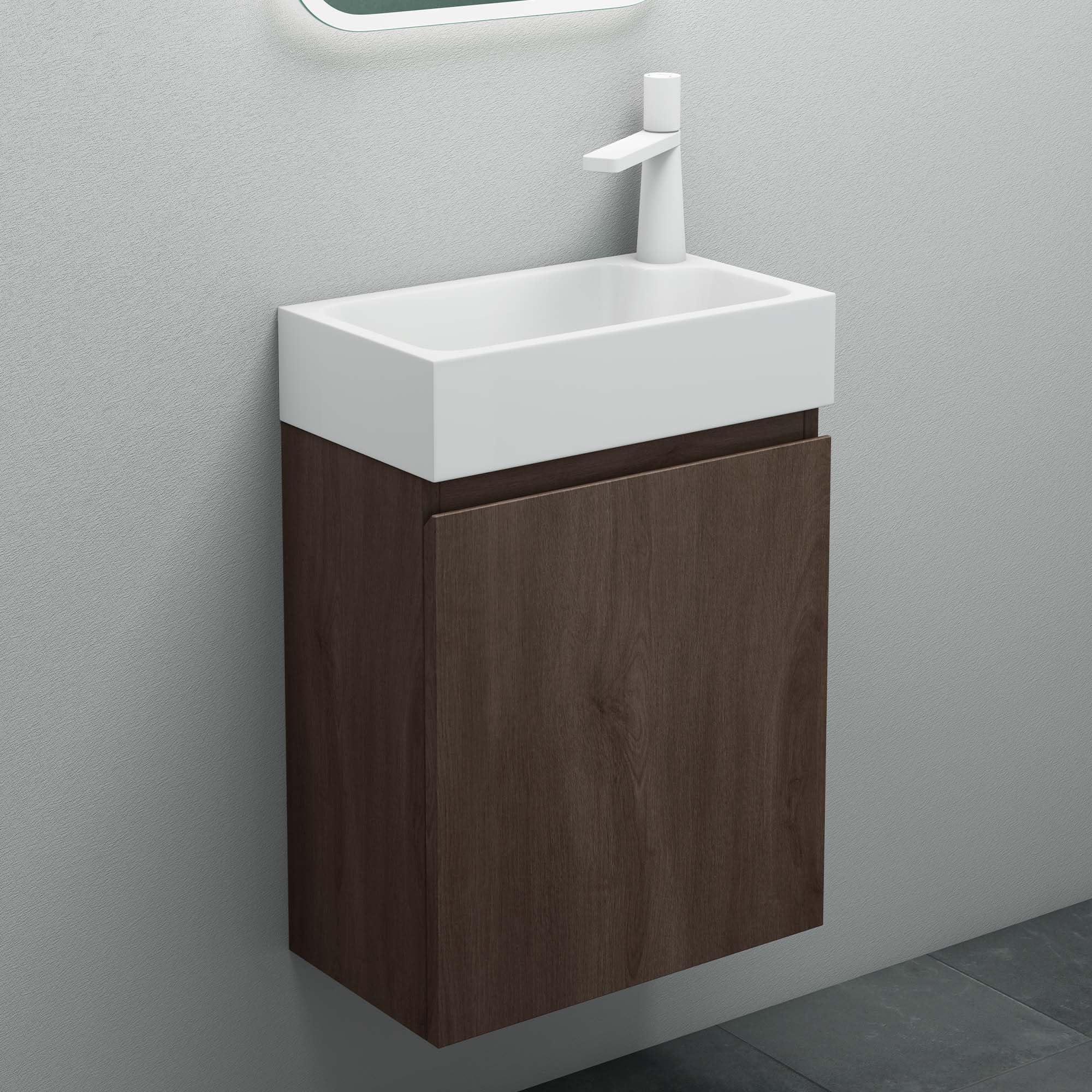 Mai & Mai Ensemble de Meuble de Salle de Bain Meuble sous Lavabo Suspendu Chêne 46x26x63cm avec Vasque PS02 - 4