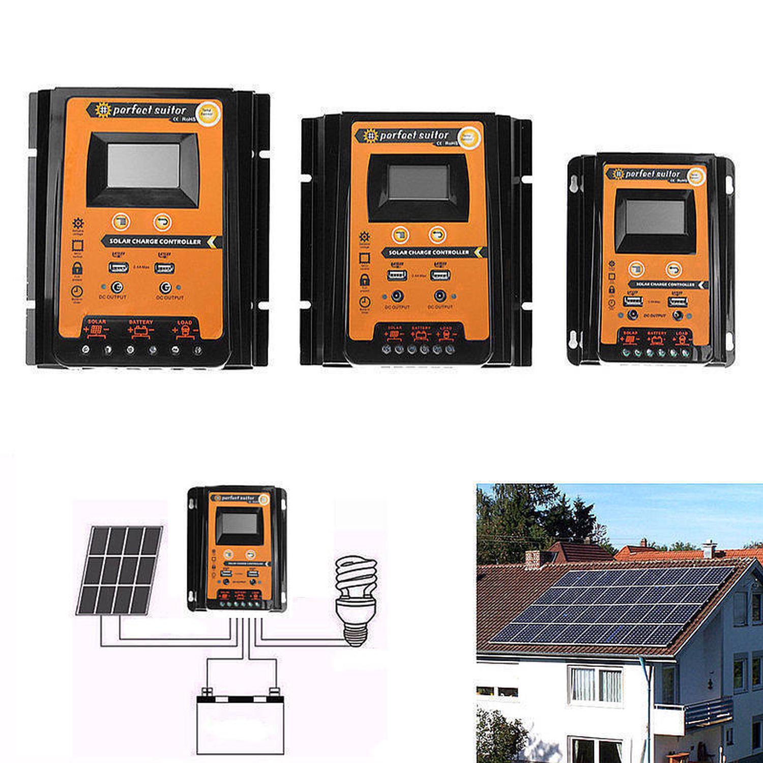 Contrôleur MPPT - 12V/24V 30A Contrôleur de charge solaire MPPT Régulateur de batterie de panneau solaire Double affichage LCD USB(30A) - 4