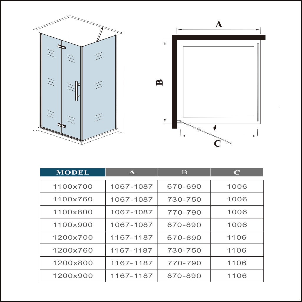 Box Doccia Angolare Alto 185 cm Porta Battente Pieghevole Parete Laterale 80x80 cm Vetro 6 mm Temperato Anticalcare con Barra Stabilizzatrice - 9