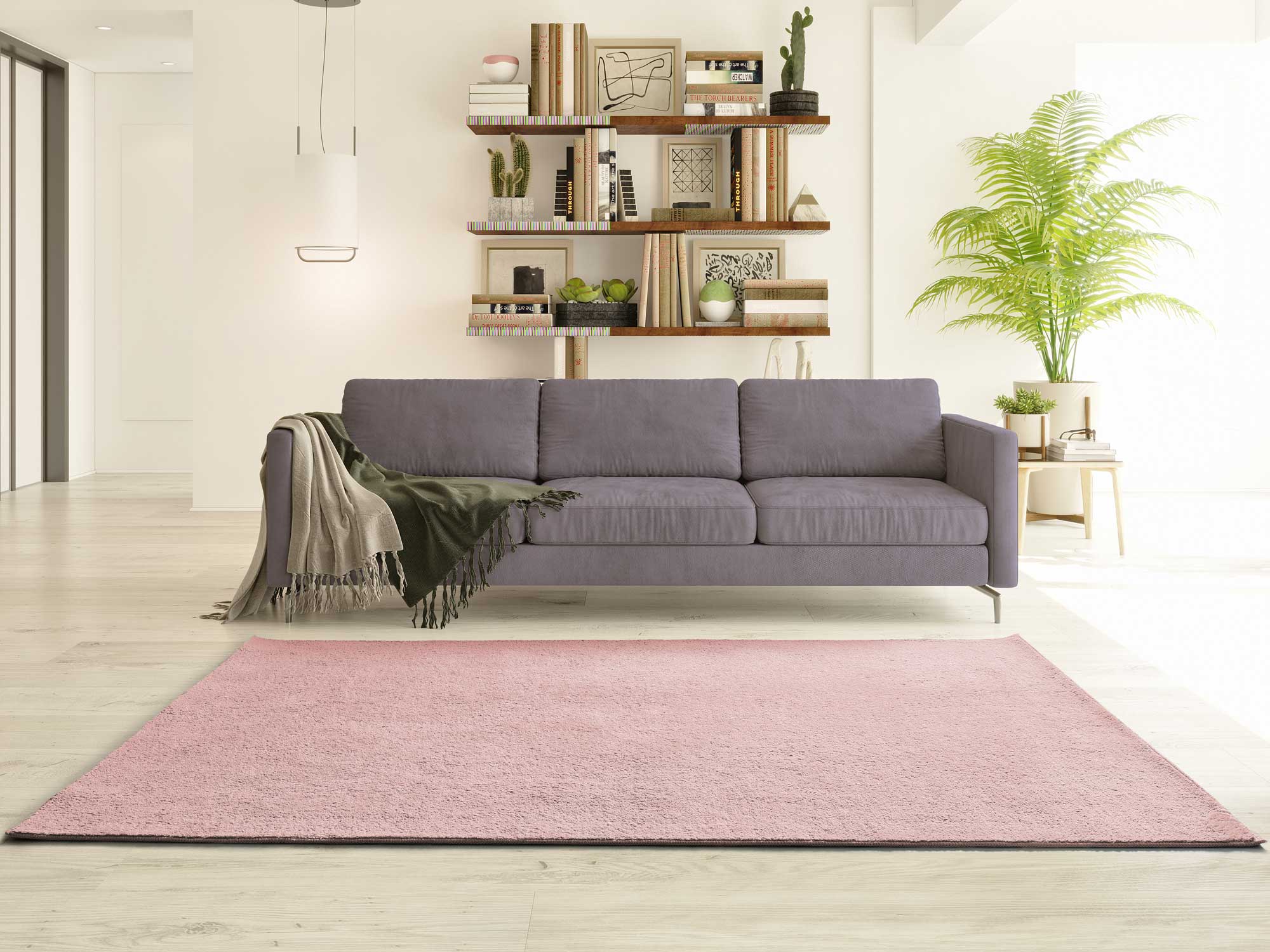 Prostokątny różowy dywan do wnętrz 80 x 150 cm CORALINE gładki - ATTICGO