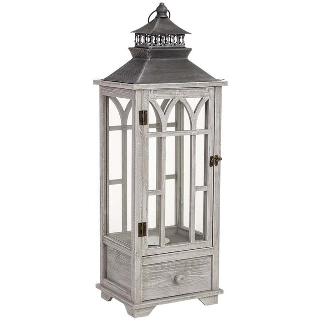 Farol de madera 26x21x75h cm