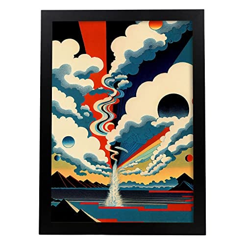 Nacnic Poster Camino En El Estilo De Arte Japonés Ukiyo Paisajes Abstractos Y Surrealistas En Ilustraciones De Arte Oriental A4 Marco Negro - 5