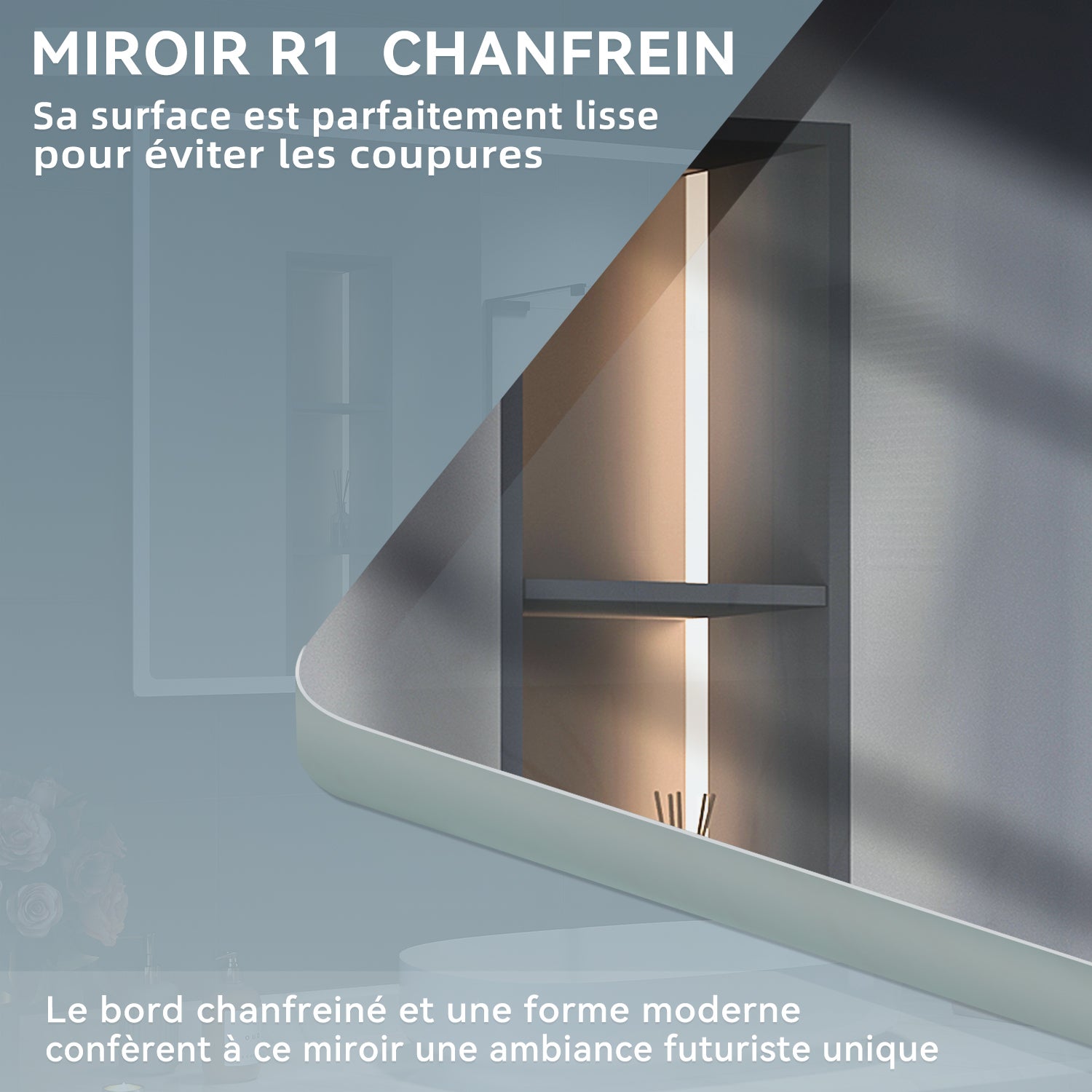 SIRHONA Miroir Lumineux Salle de Bain LED Eclairage Intégré, Fonction Bluetooth 5.0/Horloge/Anti-buée Horizontal 120x70cm Mirroir LED Rétro-éclairé - 5