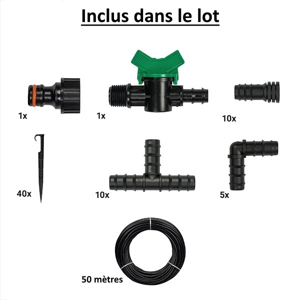 Kit completo per irrigazione goccia a goccia con tubo da 50 metri - 2