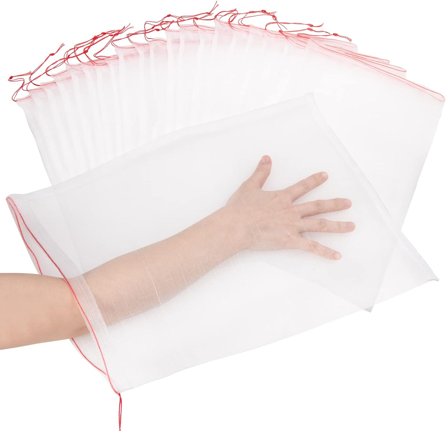 Worki ochronne na owoce, ogrodowe worki siatkowe ze sznurkiem, worki na drzewa owocowe, worki barierowe z siatki, opakowanie 20 sztuk