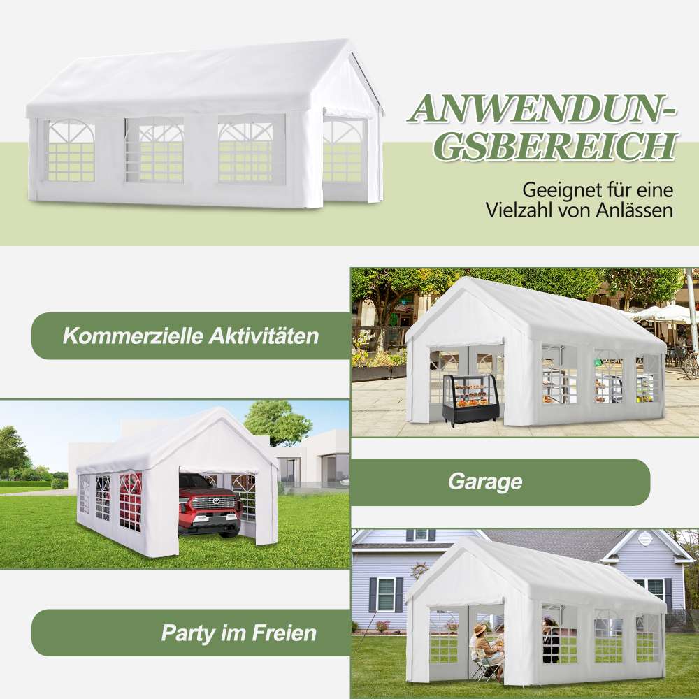 Carport Zeltgarage 3x6 m – Tente de garage hivernale avec porte roulante pour voiture, SUV et camion, parois latérales et toit amovibles - 6