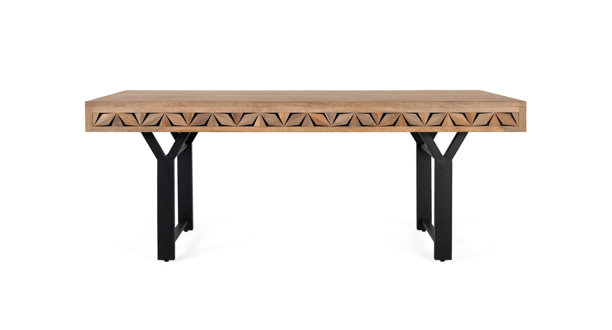 Stoły jadalne z drewna mango 200 cm, nowoczesny styl geometryczny - 77x200x100 GYC