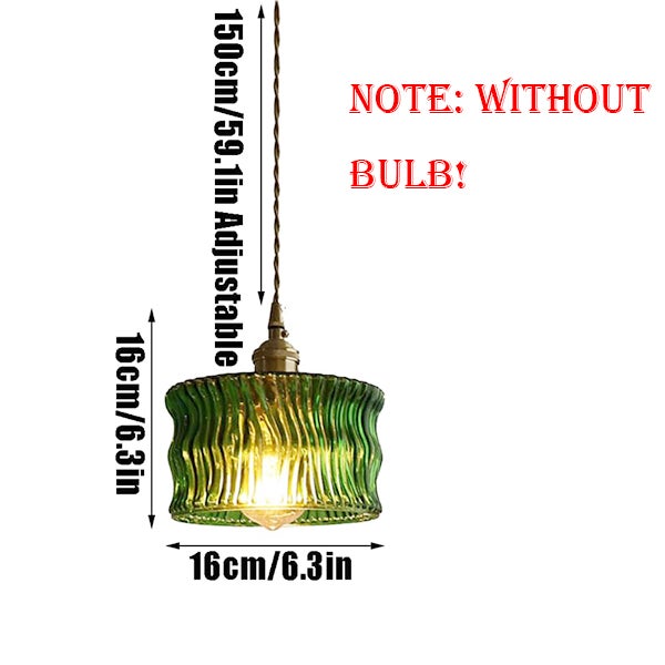 Lampa wisząca w stylu vintage – klosz ze szkła falistego Ø16 cm – nowoczesny styl nordycki – do przedpokoju (E27, regulowany 1,5 m, bez żarówki) - 2