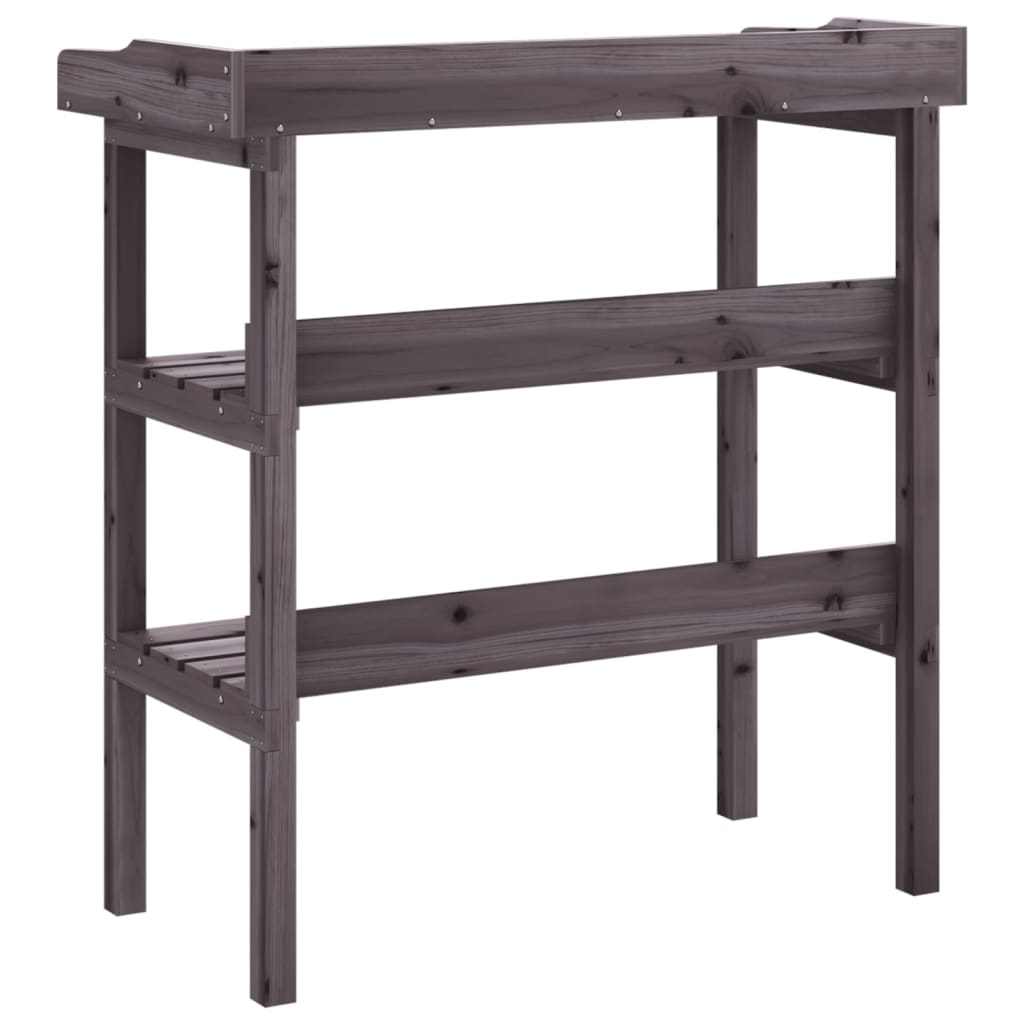 Jardinière | Table à plantes avec étagères gris 78x38x82,5 cm bois de sapin CFW71145 - 6