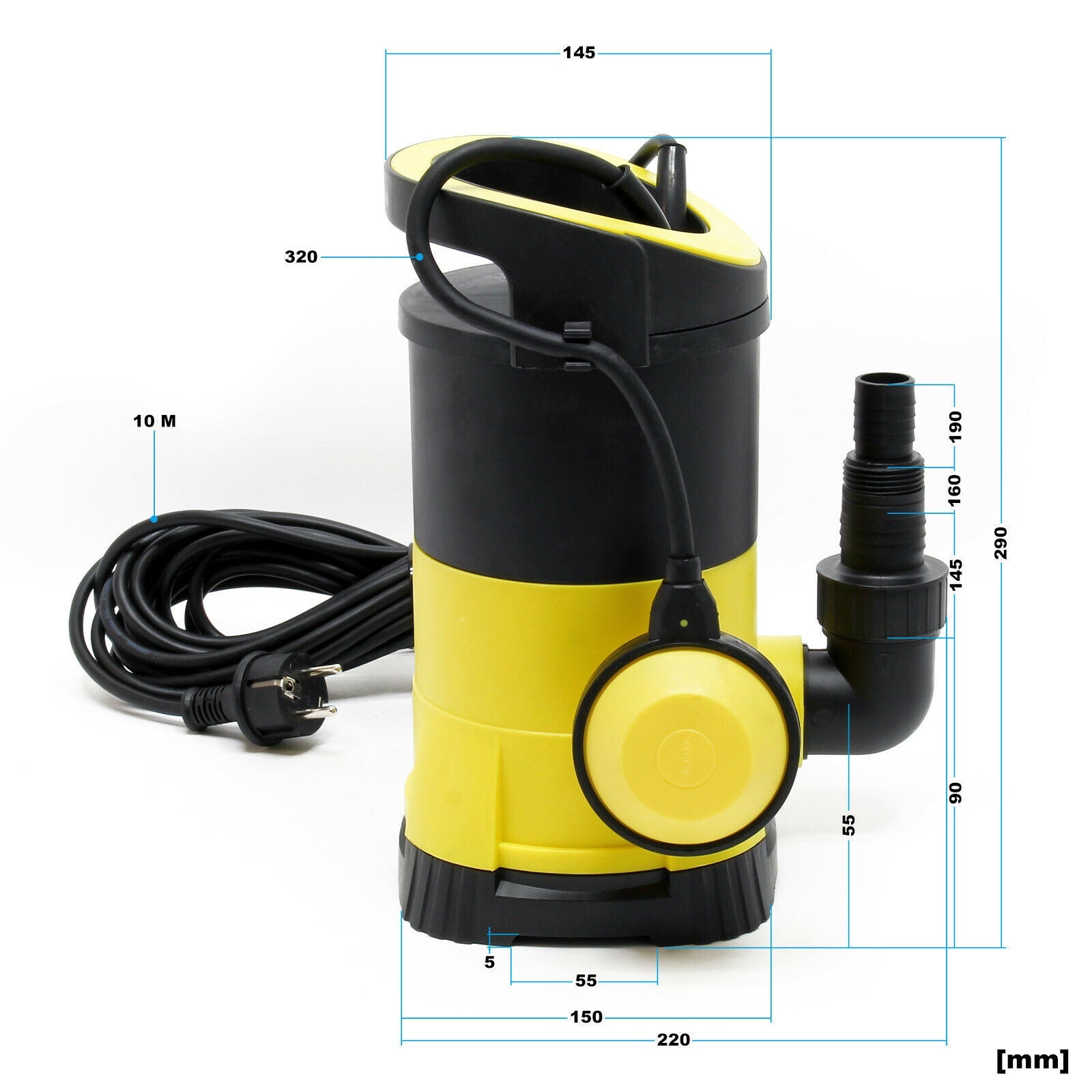 Pompe pour eaux usées 5000l/h 250 watts pompe submersible construction drainage jaune 16_0000616 - 3