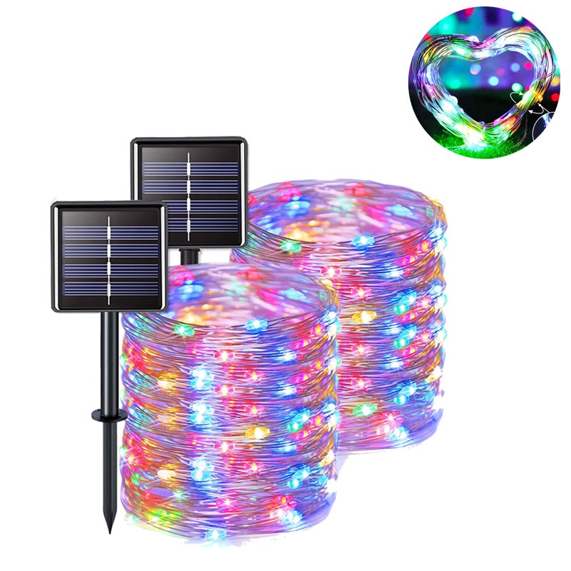 2 szt. 30m 300 LED zewnętrzna solarna girlanda świetlna wodoodporna, solarna lampka w kształcie baśni, 8 trybów na dziedziniec, do ogrodu (Kolor)
