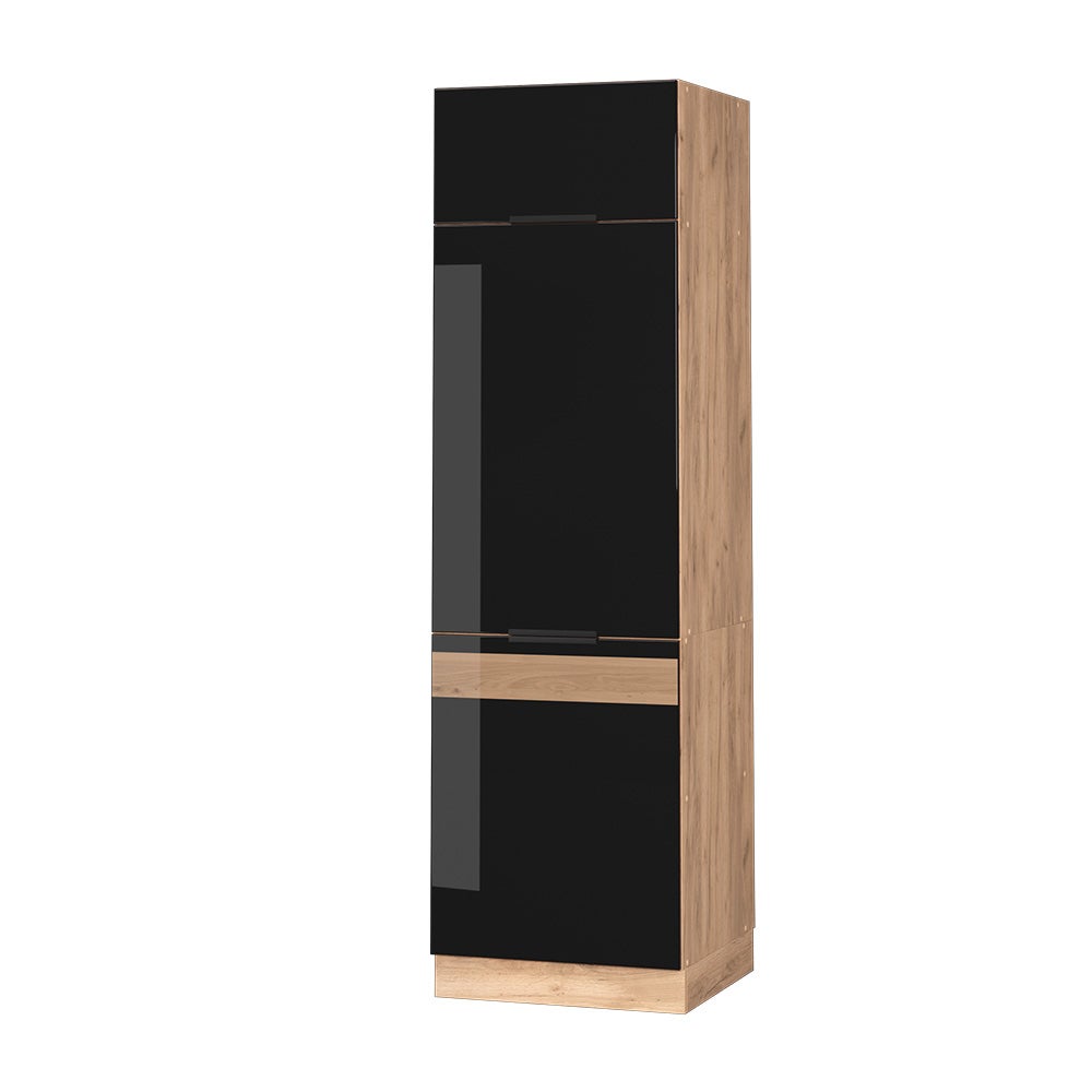 Vicco Szafka na lodówkę Fame-Line, Czarny dąb wysoki połysk, 60 cm