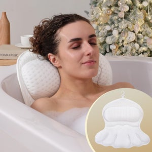 ADOV Coussin De Bain, Luxe Ergonomique Oreiller De Baignoire Avec 6 Ventouses Antidérapantes, Doux 3D Air
