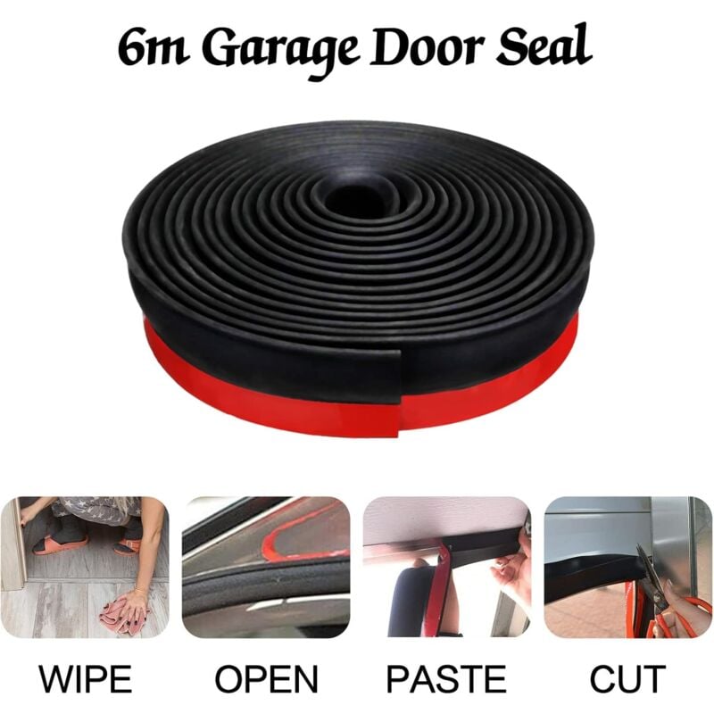 Joint de porte de garage universel de 3 m, Facile à couper Épaisseur Joint de Seuil, bande d'étanchéité pour bas de porte de garage - 4