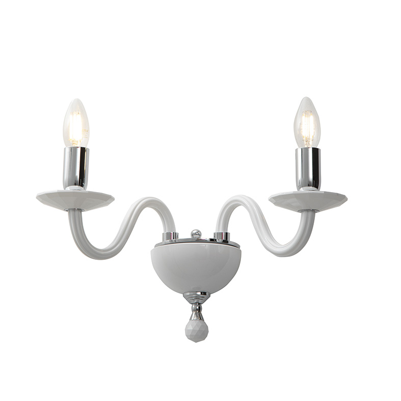 Aplică Cristelle din sticlă albă lucrată manual, conexiune E14 IP20, design clasic cu detalii din cristal optic - Rossini Illuminazione