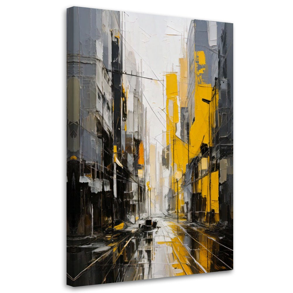 Obraz na płótnie, Miasto Ulica Akwarela Żółty Szary 60x90