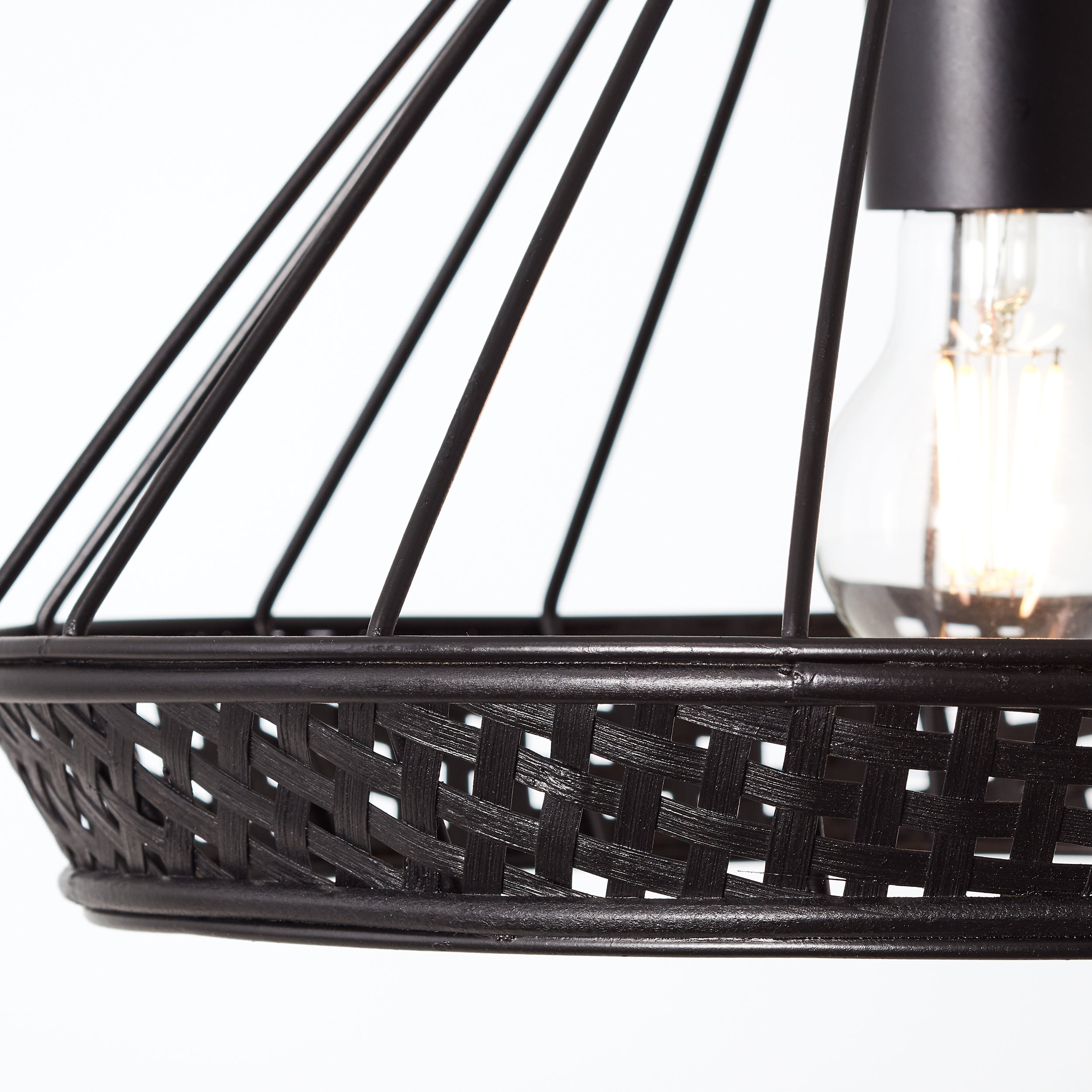 Brilliant lampa sufitowa Sandros 31cm czarny bambus/czarny metal 2x D45, E14, 40 W - 3