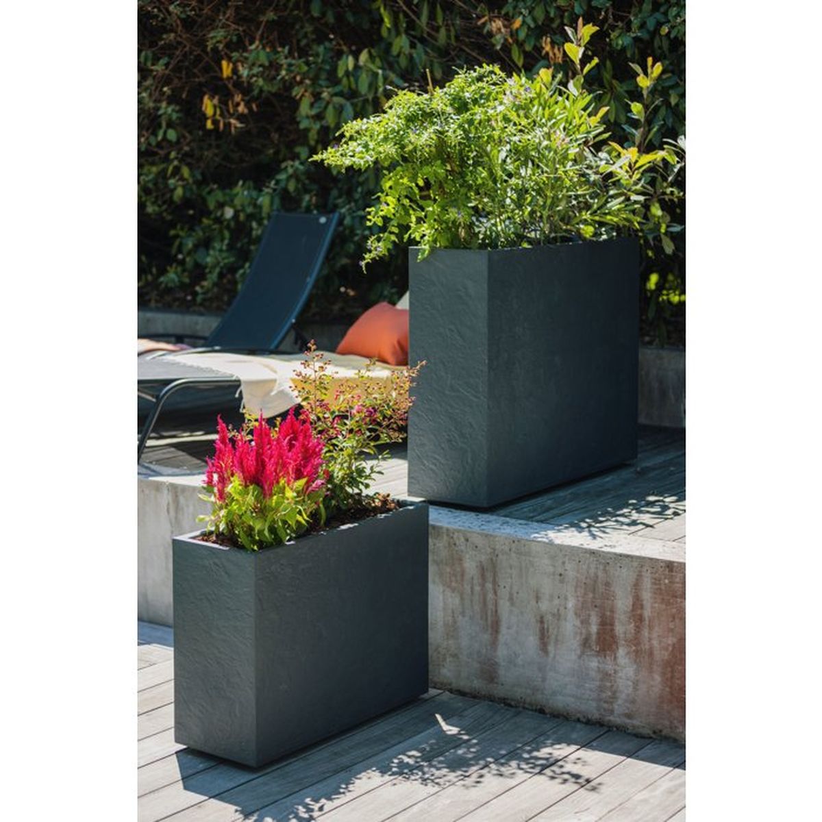 Jardinière muret EDA Volcania Loft L 46 L anthracite double paroi - 9