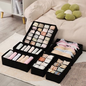 Lot De 5 Organiseurs Tiroir Lourome - Pliables, Tissu, 53 Compartiments Pour Sous-vêtements, Chaussettes