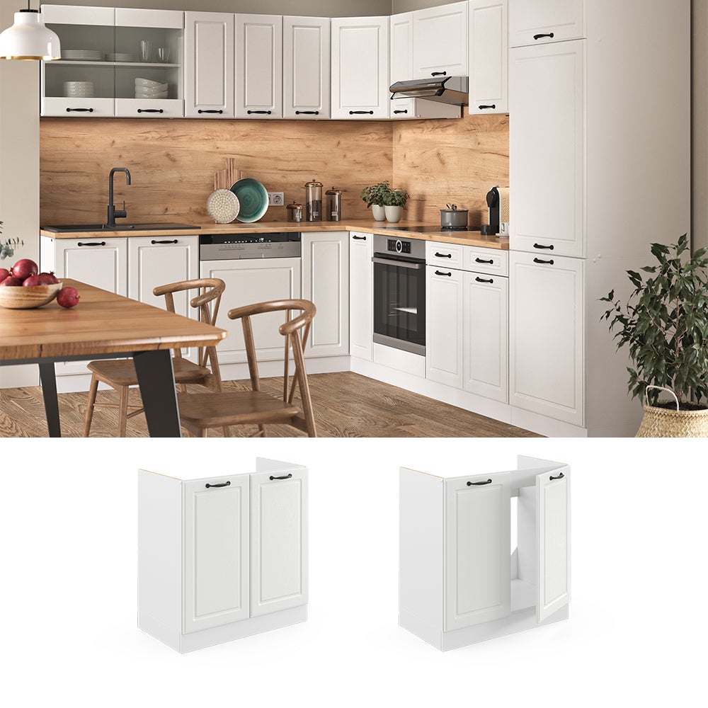 Vicco Meuble bas sous-évier R-Line, Blanc campagne, 80cm sans PT - 2