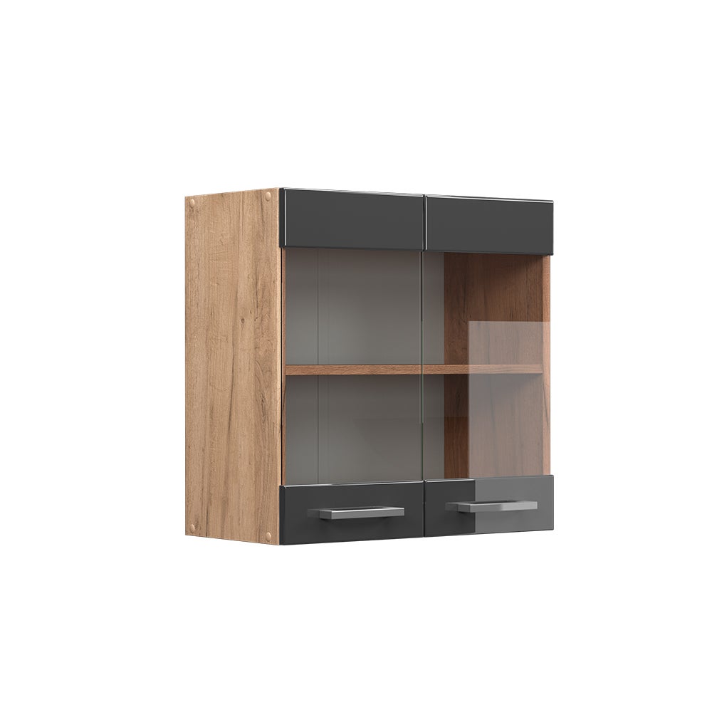 Vicco Szklana szafka kuchenna R-Line, Antracyt wysoki połysk, 60 cm