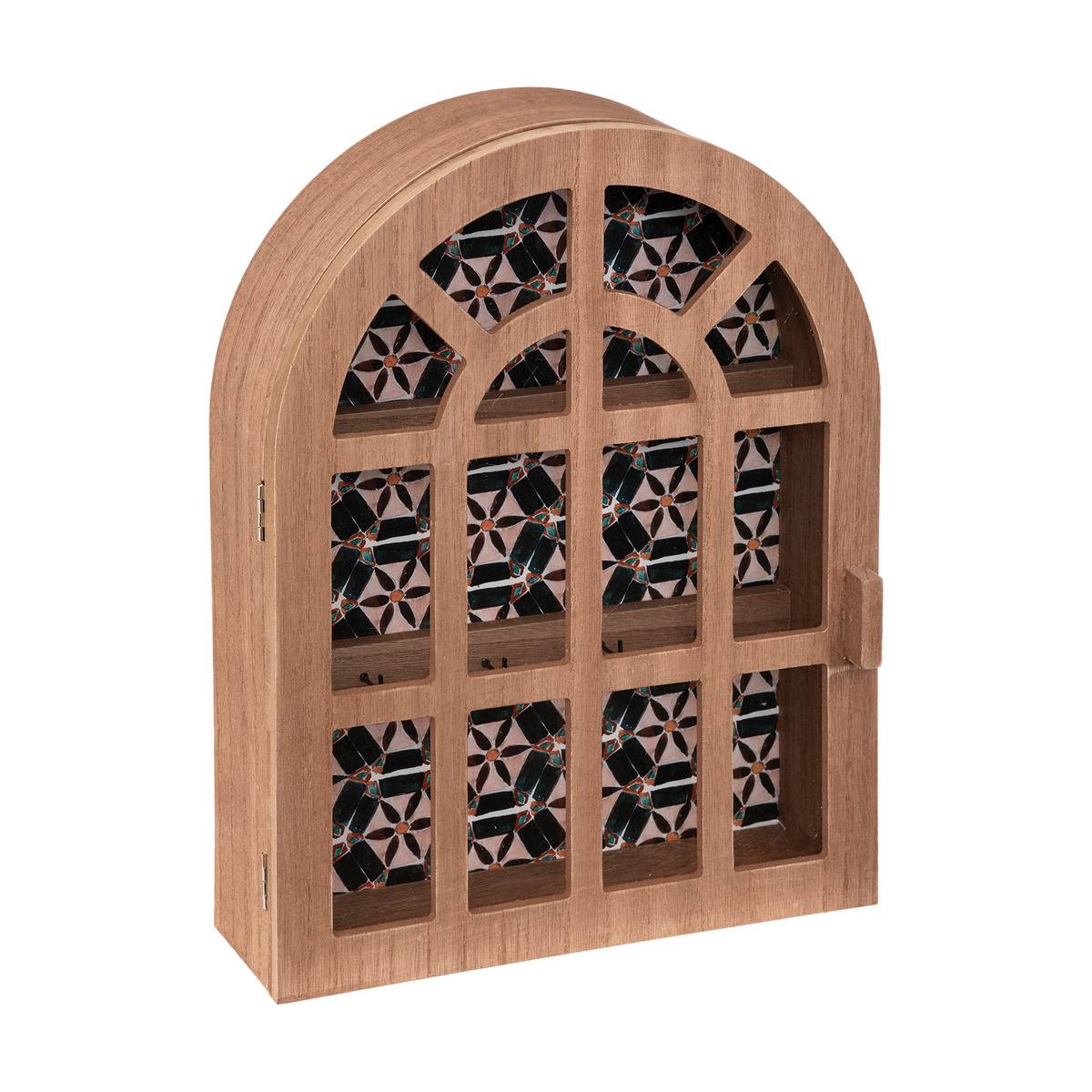 Atmosphera Boîte à Clés Murale Verre Et Bois 26x38 Cm - Style Rétro Vintage