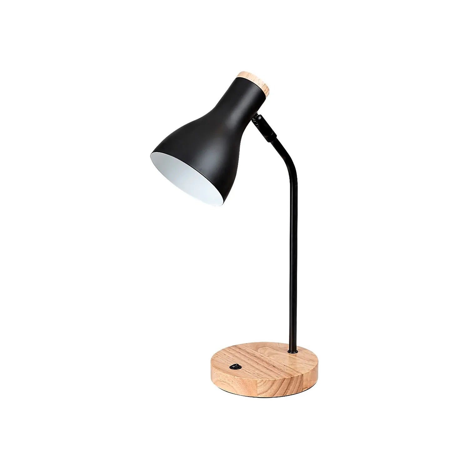 Lampka biurkowa na drewnianej podstawie czarna matowa E14 Ferb 74002 Rabalux