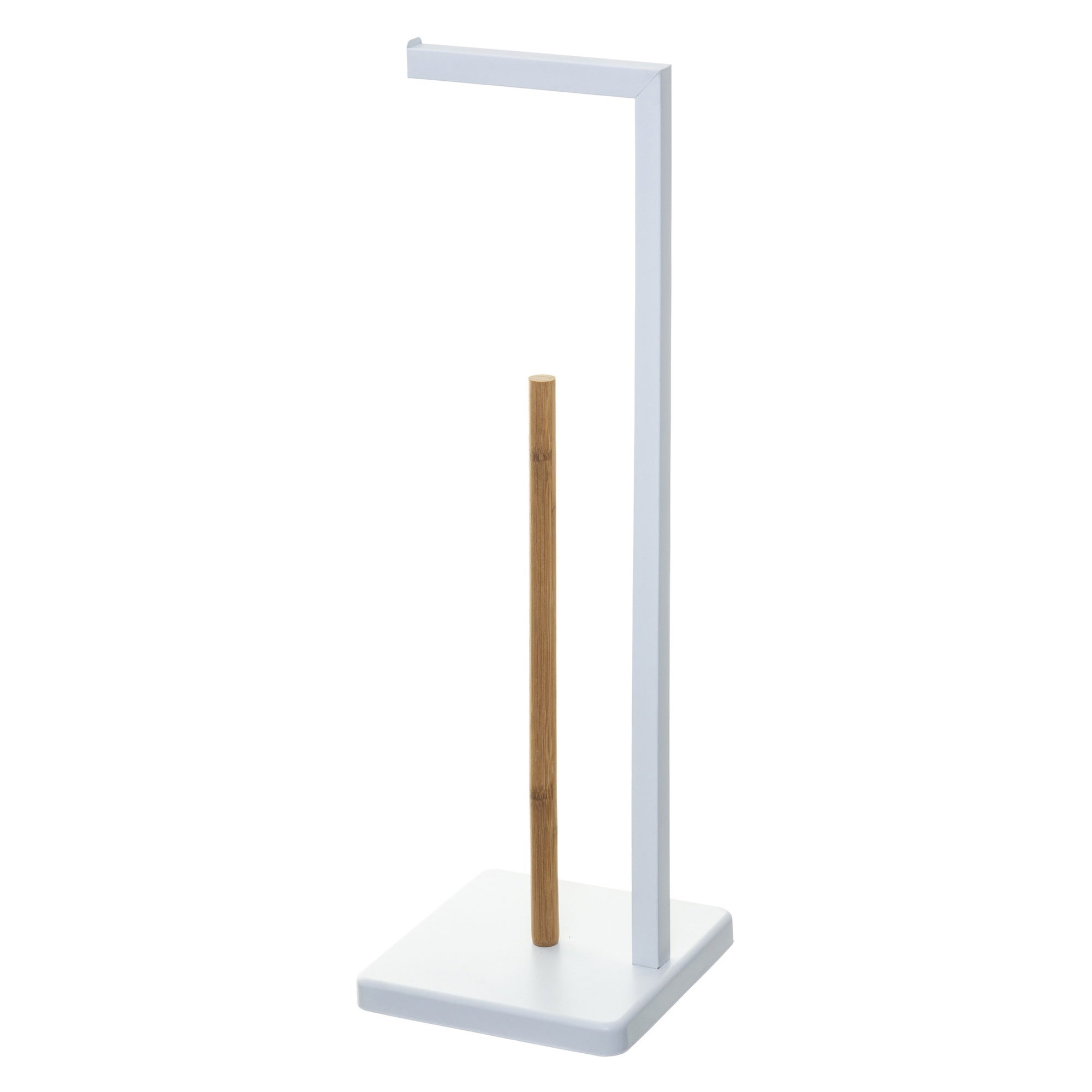 WELL HOME Portarotolo Con Scopino Natureo - Design Moderno In Bianco E Bambù, 20x60 Cm - 3