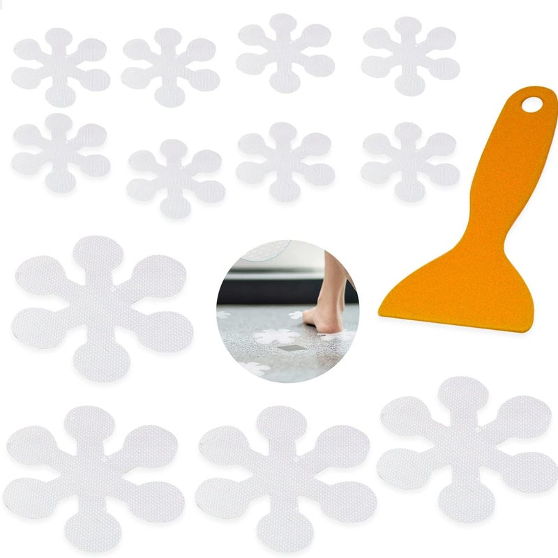 Zestaw 20 naklejek antypoślizgowych, kwiaty, paski antypoślizgowe do wanien i pryszniców, przezroczyste i samoprzylepne, do wanien, maty antypoślizgow