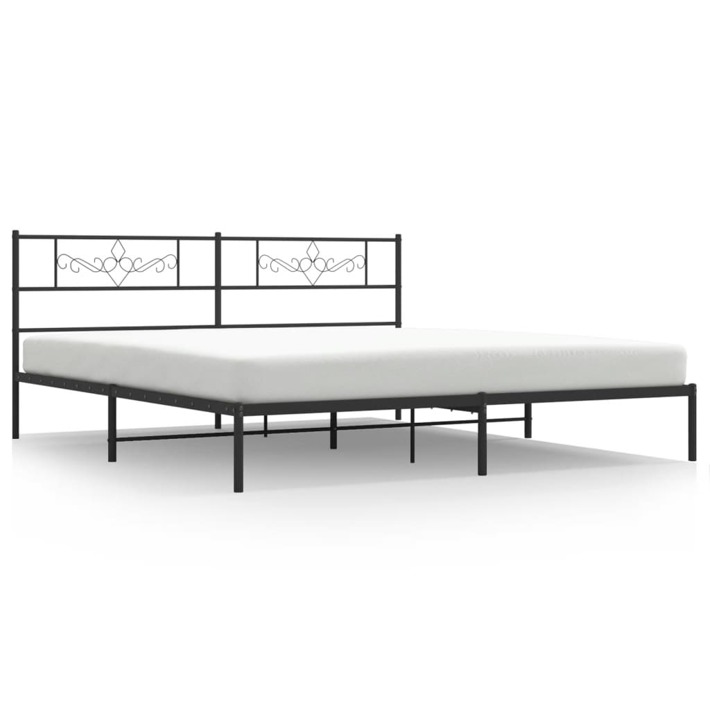 Estructura cama sin colchón con cabecero metal negro 180x200 cm vidaXL - 2