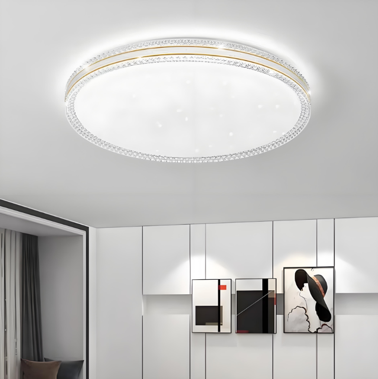 Kryształowa lampa sufitowa LED 48 W, nowoczesna lampa sufitowa LED z pilotem, energooszczędny okrągły żyrandol LED, światło białe 6 000 K, φ 40 cm