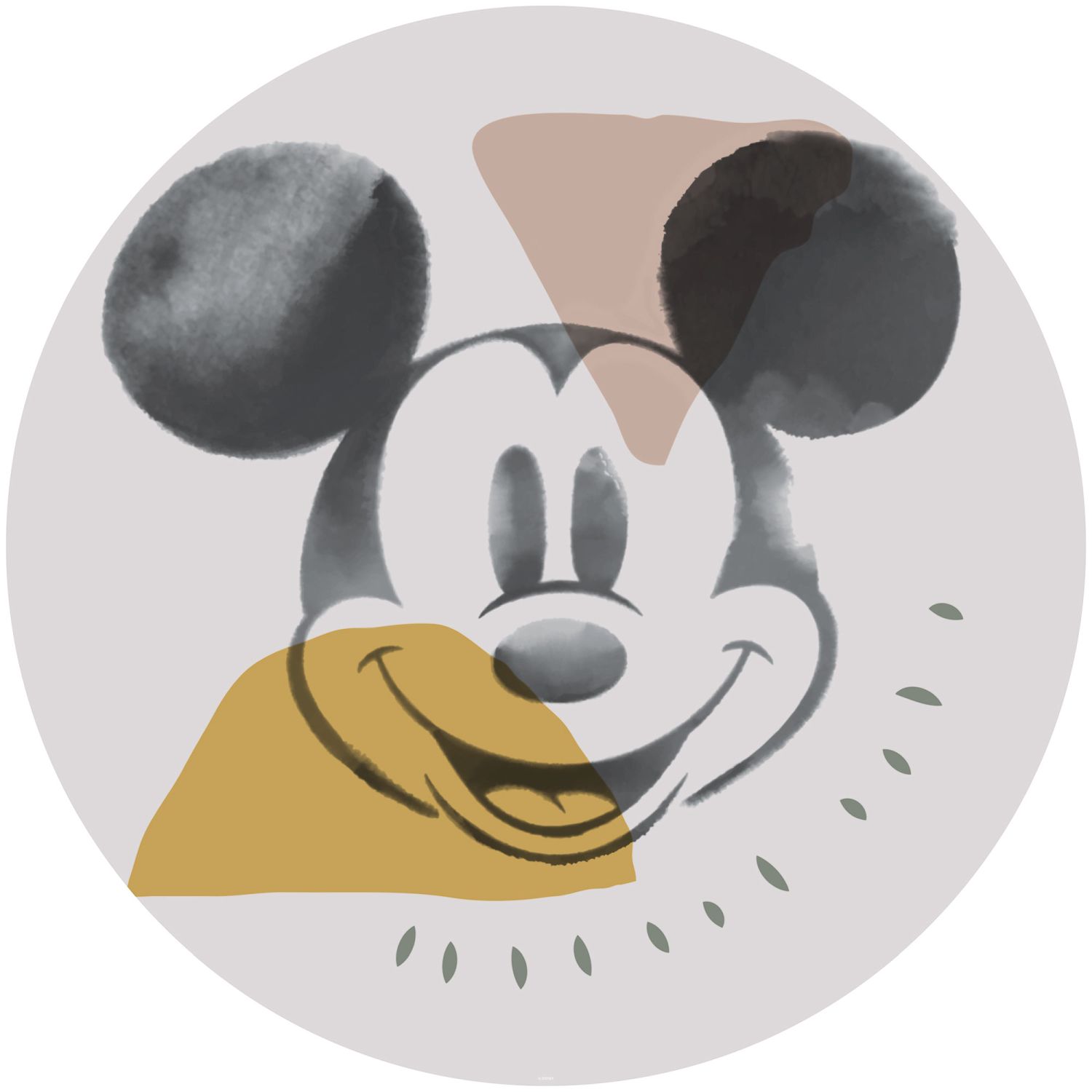 Kółko do tapet samoprzylepnych Myszka Miki szarym - Ø 128 cm - DISNEY