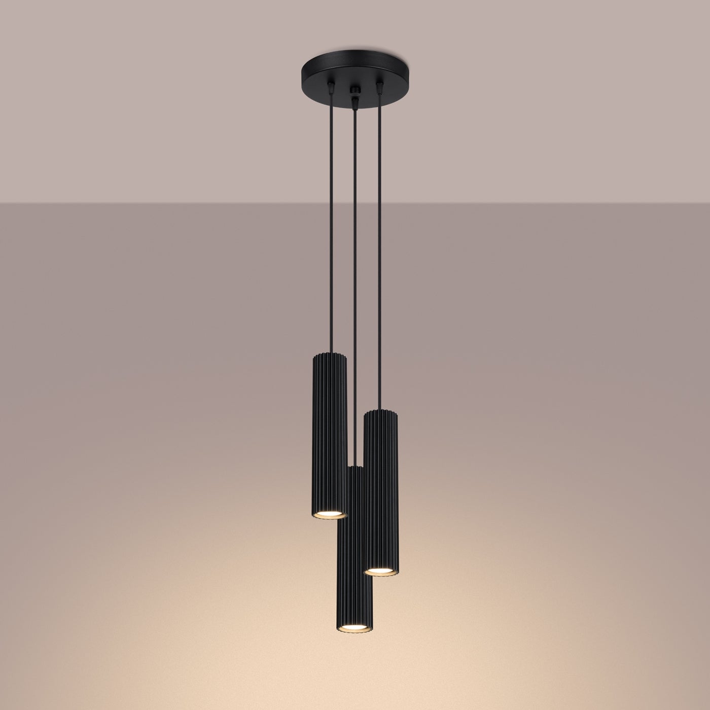 Lampa wisząca GLOOW 3P czarny LED 3000K - 19.5x19.5x108cm Sollux