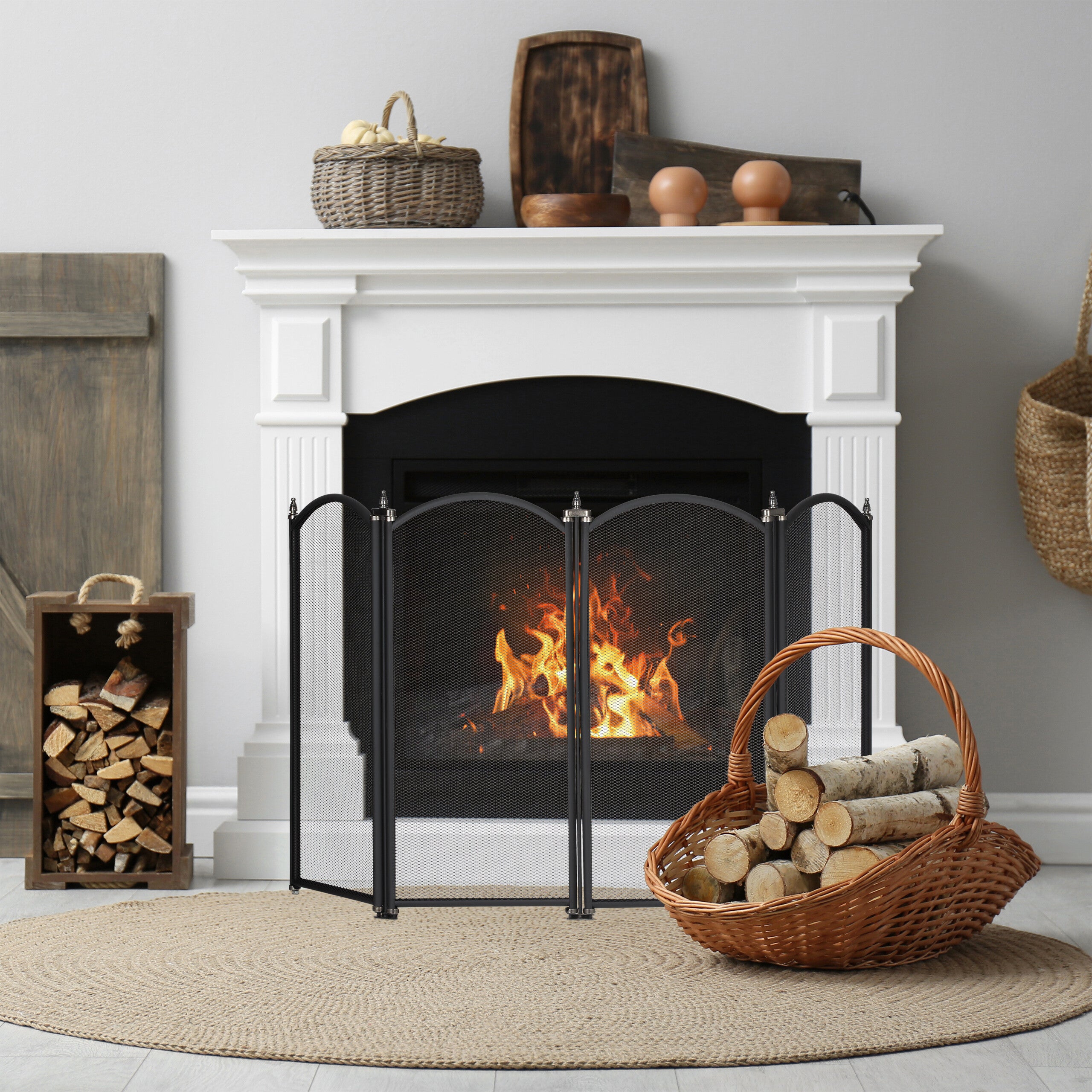 Pare-étincelles d'Angle Réversible pour Cheminée 70×50×50 – Modèle Dolomite en Fer Forgé – Grille de Protection Sécurité Pare-feu Élégante Contre Étincelles et Feu