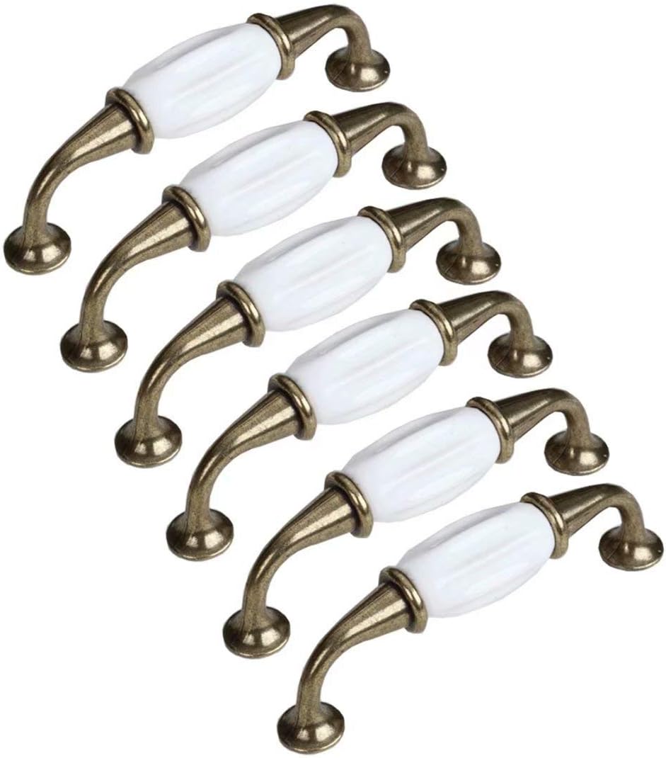 Zestaw 6 ceramicznych gałek do drzwi, uchwytów do szuflad meblowych, porcelanowych uchwytów do szafek kuchennych, 96 mm
