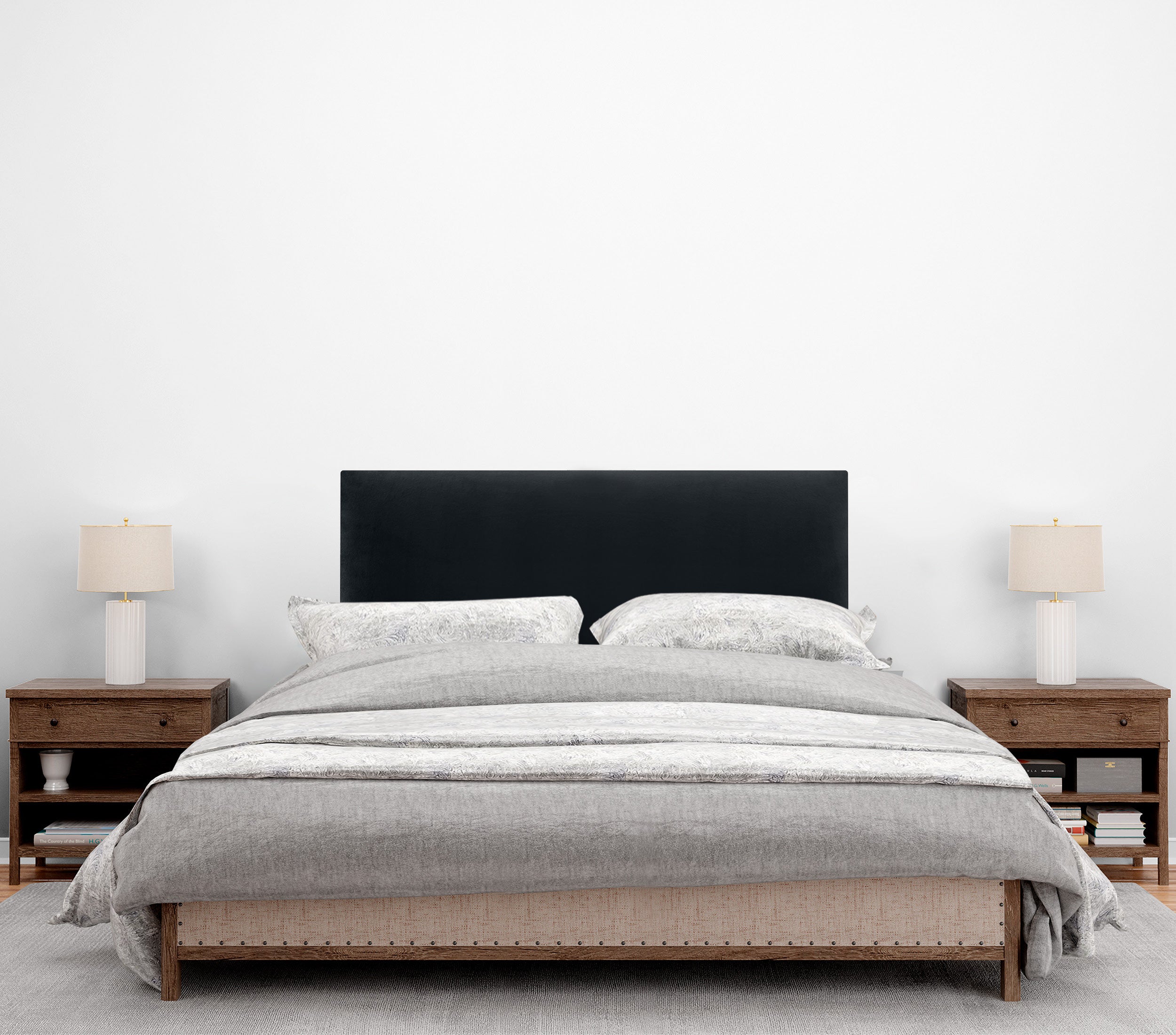 DHOME Testiera in Velluto Liscio Camera da letto Imbottita con Testiera Imbottita Moderna di Fascia Alta (Nero, 90x50cm) - 4