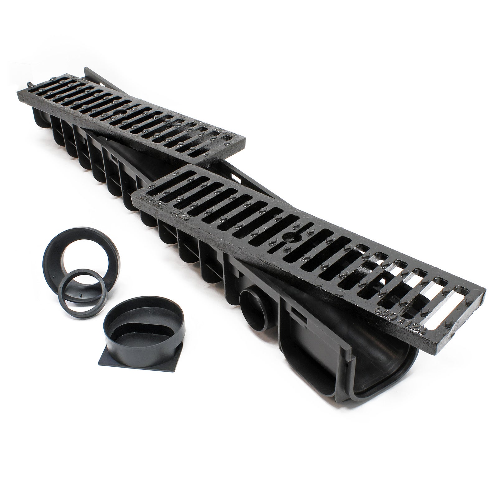 4x Caniveau – 1000 x 140 x 115 mm – Capacité de charge 12,5 t – avec Grille de recouvrement en fonte – Drainage Eaux usées Rigole… Wiltec - 4
