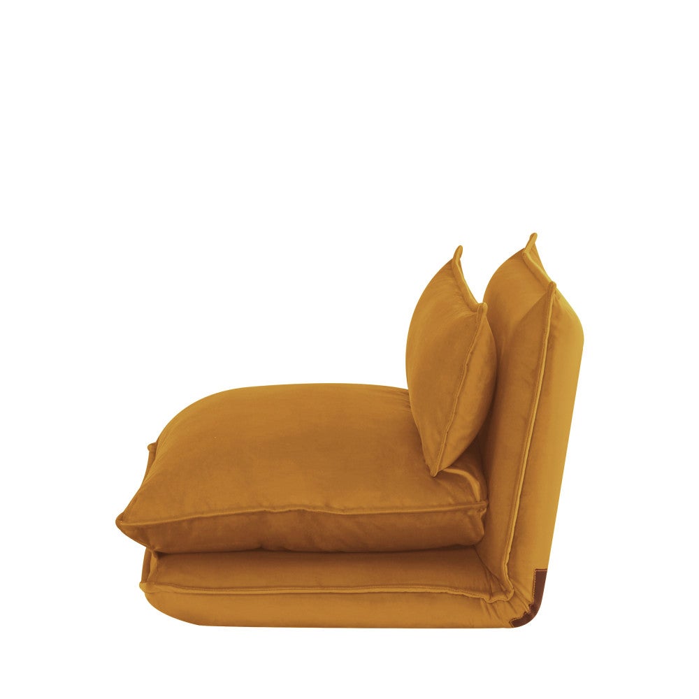 Nala - Chauffeuse convertible 1 place en velours - Jaune moutarde - 8