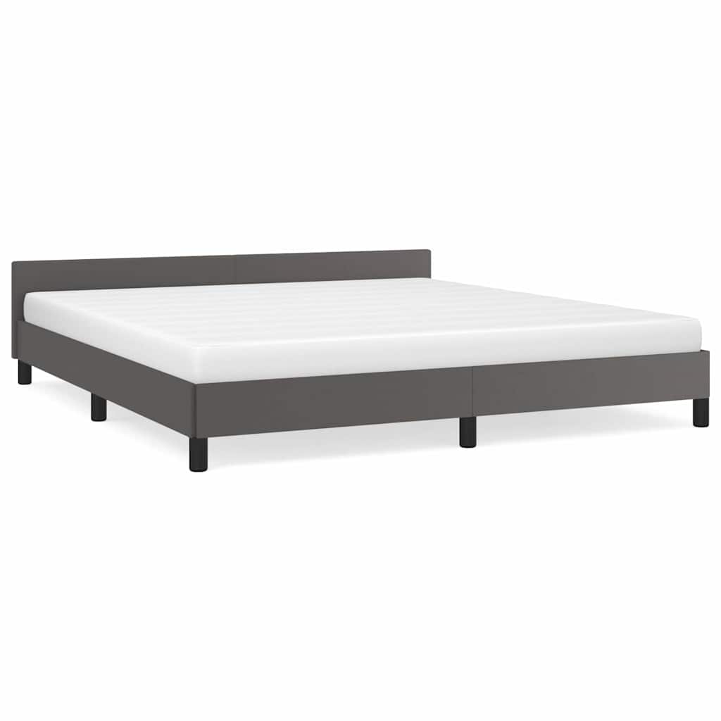 Cadre de lit avec tête de lit sans matelas gris 180 x 200 cm - 2