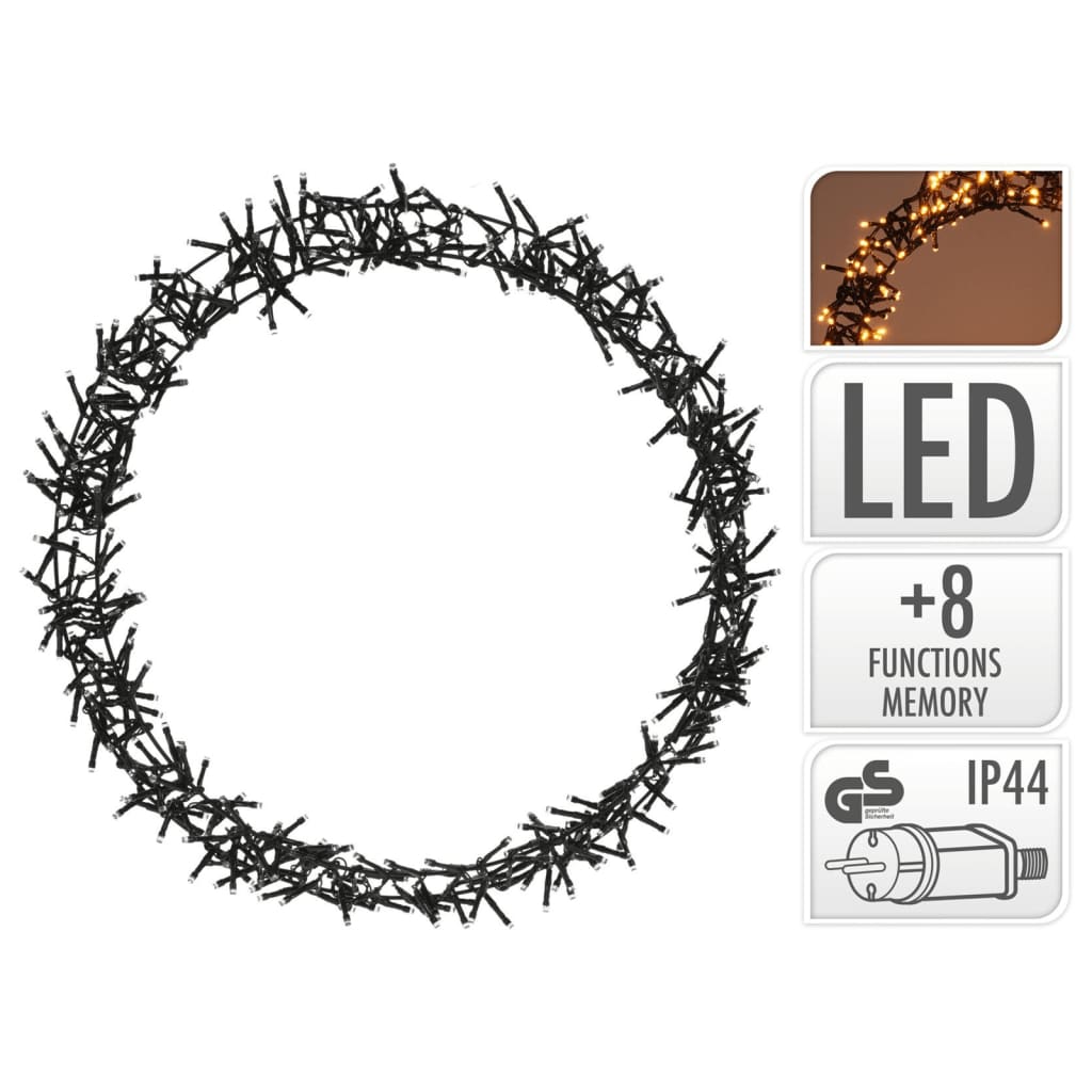 ECD Germany Wieniec Swietlny 400 LED, Ø 48 cm, Ciepla Biel, IP44, Wieniec Na Drzwi, Wieniec Na Okno, Dekoracja Swiateczna, Wieniec, Pierscien