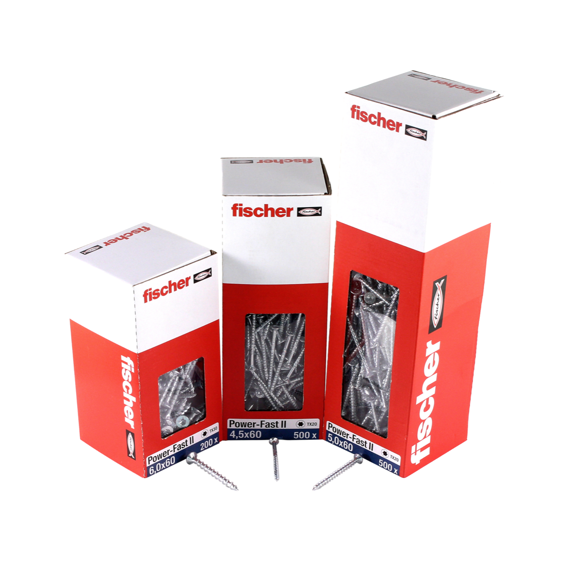 Fischer Viti Power Fast II FPF CTP 5,0x45 per Legno o Truciolare, Filetto Parziale, Torx, Testa Svasata Piana, Zincatura Bianca, blu passivato (200 Pz