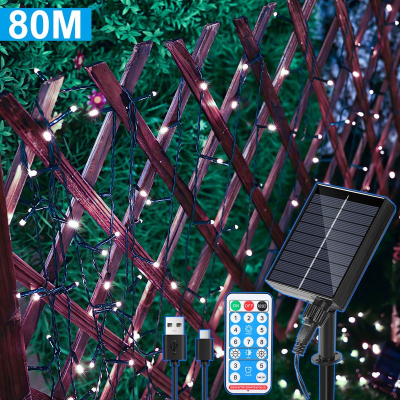 Guirlande Solaire étoile De Noël – 2 Pièces, 75 LED, 8 Modes – Étanche IP65 – Décoration Extérieure Jardin, Balcon, Terrasse