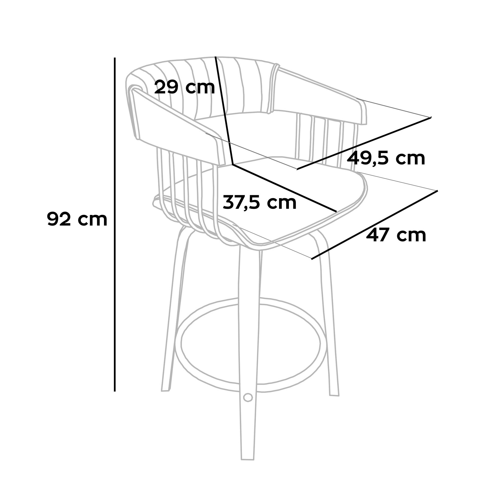 Colonia - Set 2 Sgabelli Imbottiti 49,5x92x37,5 cm Seduta Girevole in Legno Plywood e Tessuto Beige - 5