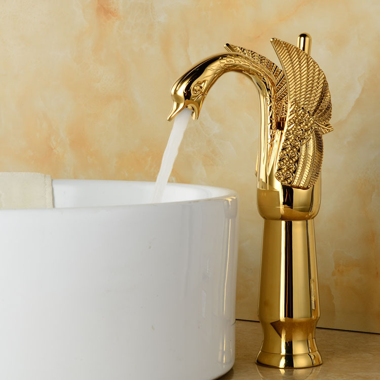 Złota, miedziana bateria łazienkowa, wysoka bateria mieszaczowa, bateria umywalkowa do łazienki, montaż na blacie