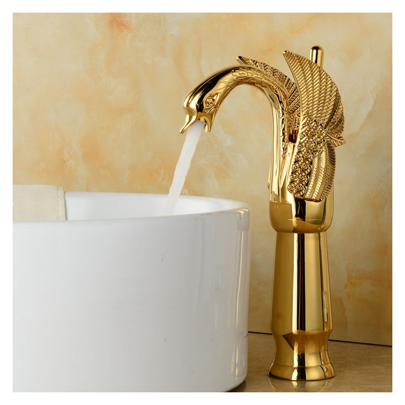 Złota, miedziana bateria łazienkowa, wysoka bateria mieszaczowa, bateria umywalkowa do łazienki, montaż na blacie