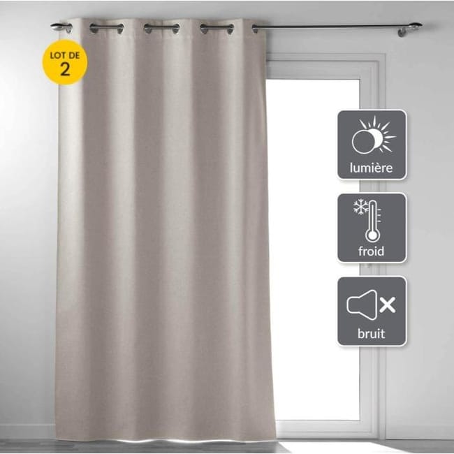 Lot De 2 Rideaux A Oeillets 135 X 260 Cm 100 Occultant Thermique Uni Occultissime Beige Leroy Lot De 2 Rideaux A Oeillets 135 X 260 Cm 100 Occultant Thermique Uni Occultissime Beige Leroy