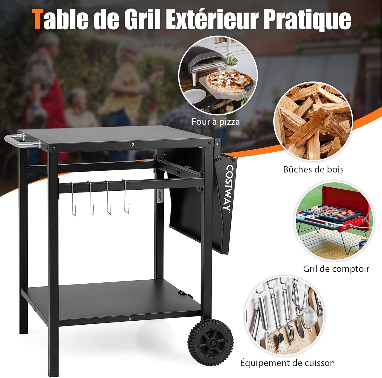 Carrello Da Giardino PIZZELLO - 2 Strati, Pieghevole, Con Ruote E Ganci - Foto 6