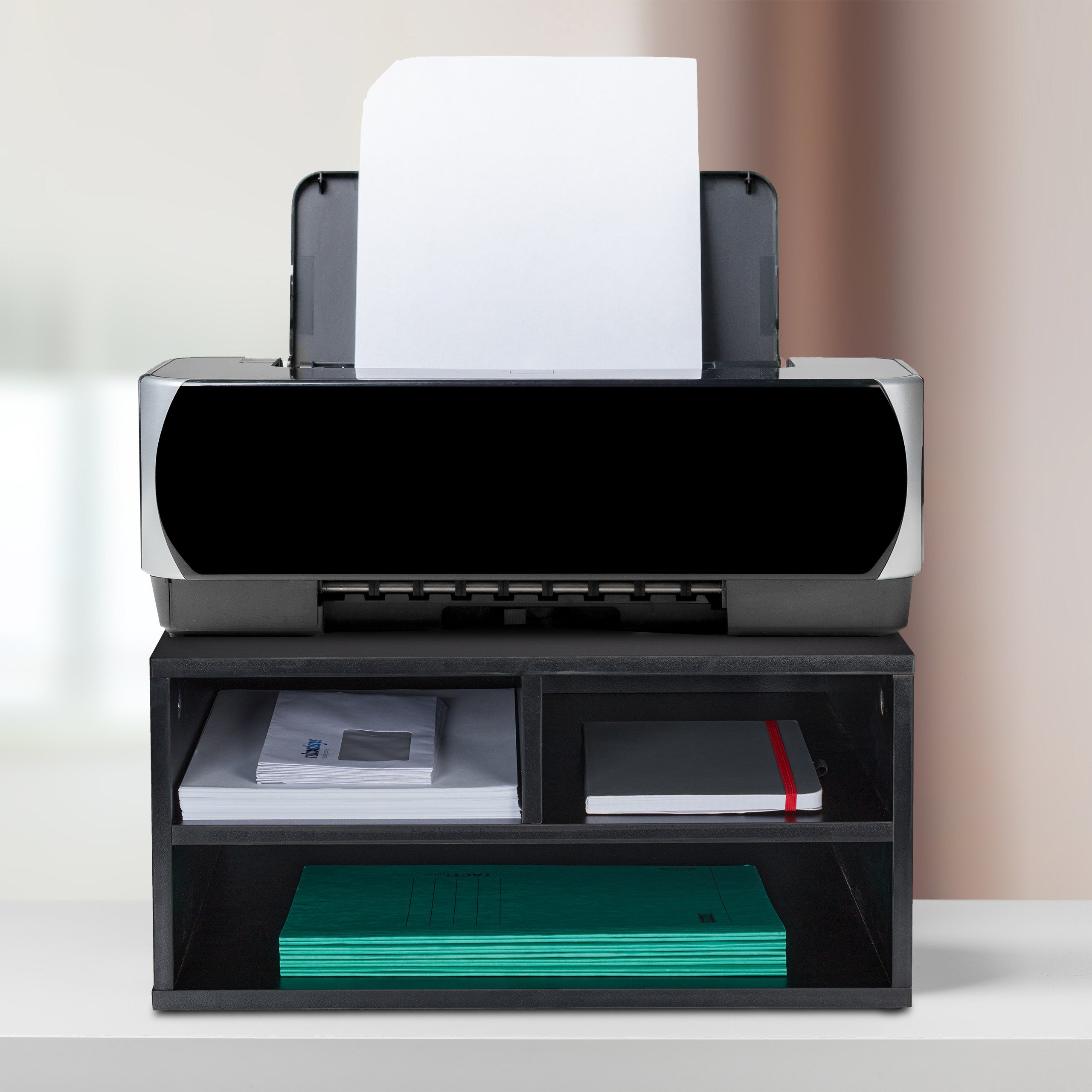 Organizer Per Scrivania Relaxdays - 3 Scomparti, Portadocumenti, Per Stampante, 22.5x47x40 Cm, Nero - Foto 13